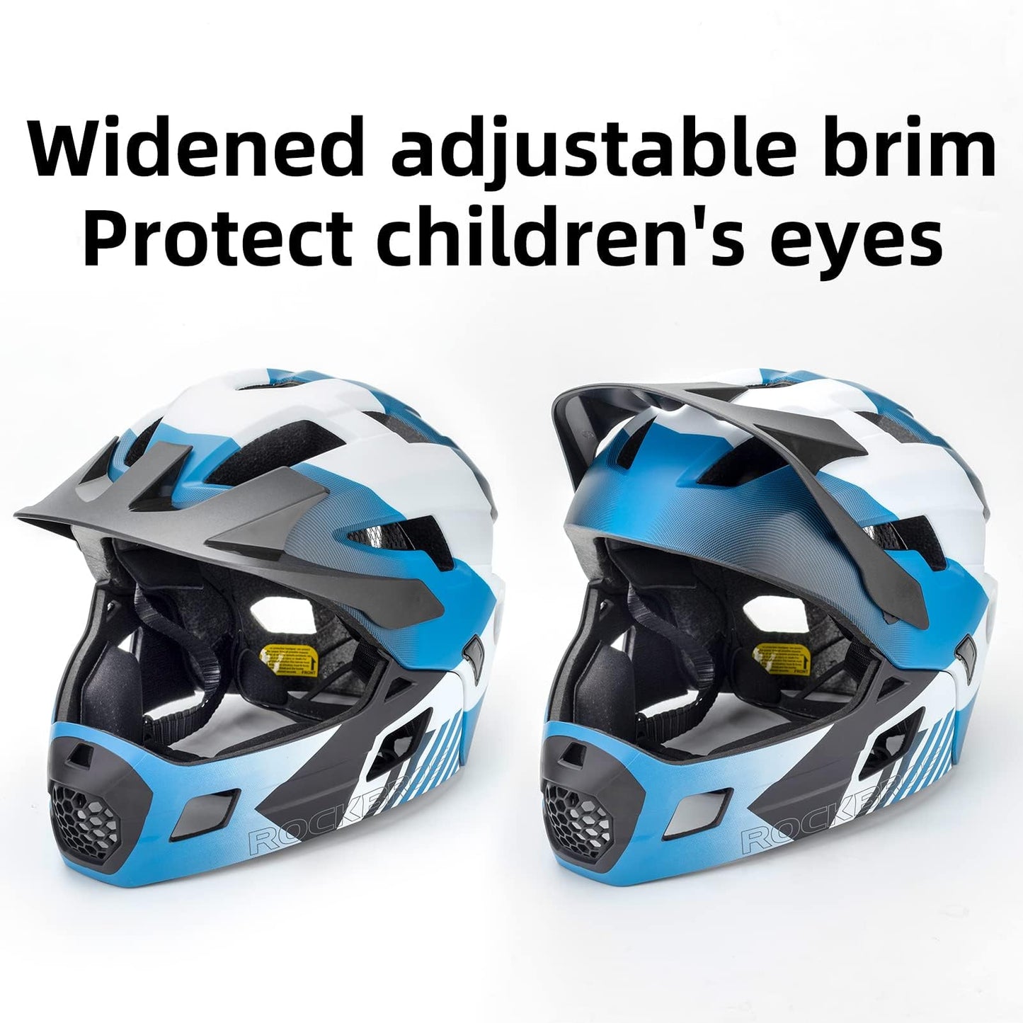 ROCKBROS Kids Helmet Toddlers Bike Helmet Full Face for Baby Child Youth BMX MTB Scooter Roller Skating Skateboard Adjustable Breathable Safety Crash