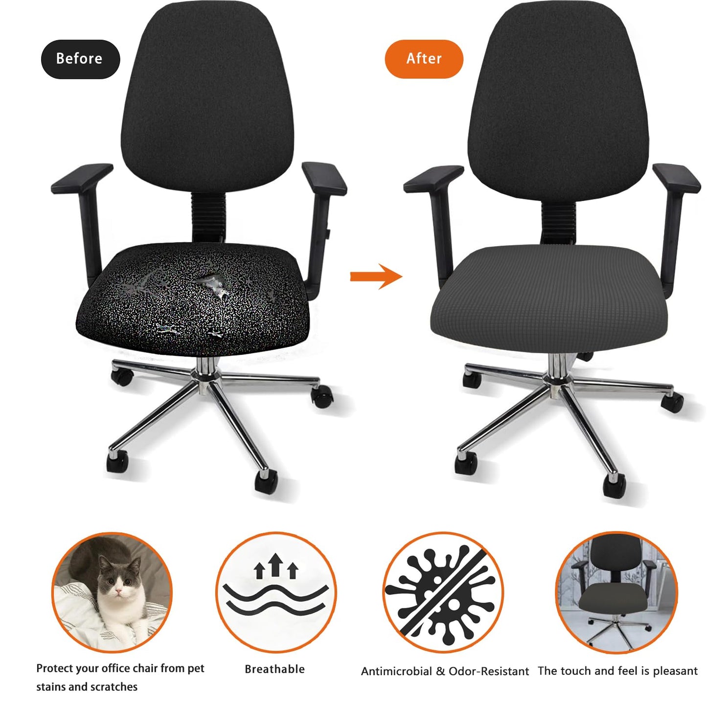 FYTXSZ Office Chair Seat Cover Stretch Elastic Universal Fit Washable Slipcover Seat Protector for Desk Swivel Computer Chairs