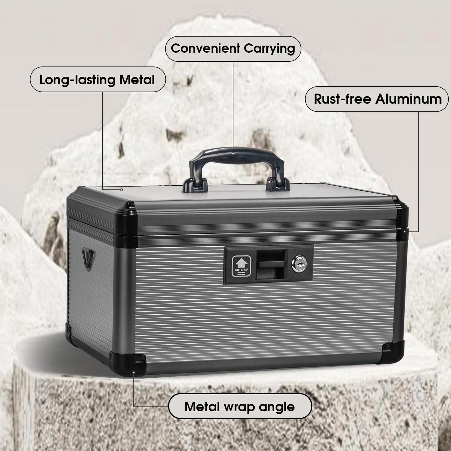 ZORVIDSON Medicine Lock Box with Key,Portable Medication Lock Box with Handle, Medicine Storage Box with Removable Tray for Home, 35.5 * 21.5 * 19 cm