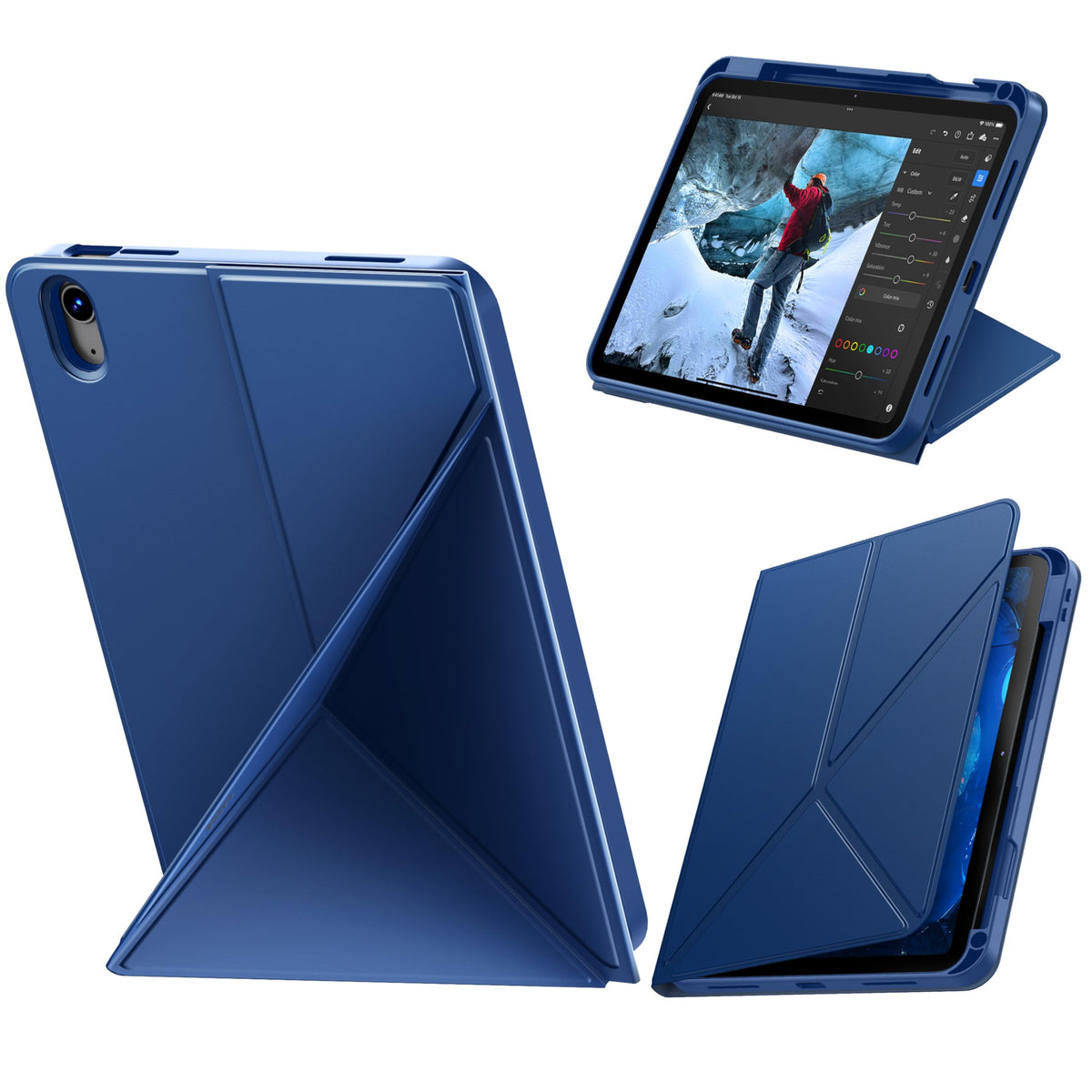 CACOE 4 Angles Case for iPad (A16) 11th/10th Generation with Pencil Holder 2025/2022 11/10.9 inch, Auto Sleep/Wake Function Cover for iPad 11/10 Gen,