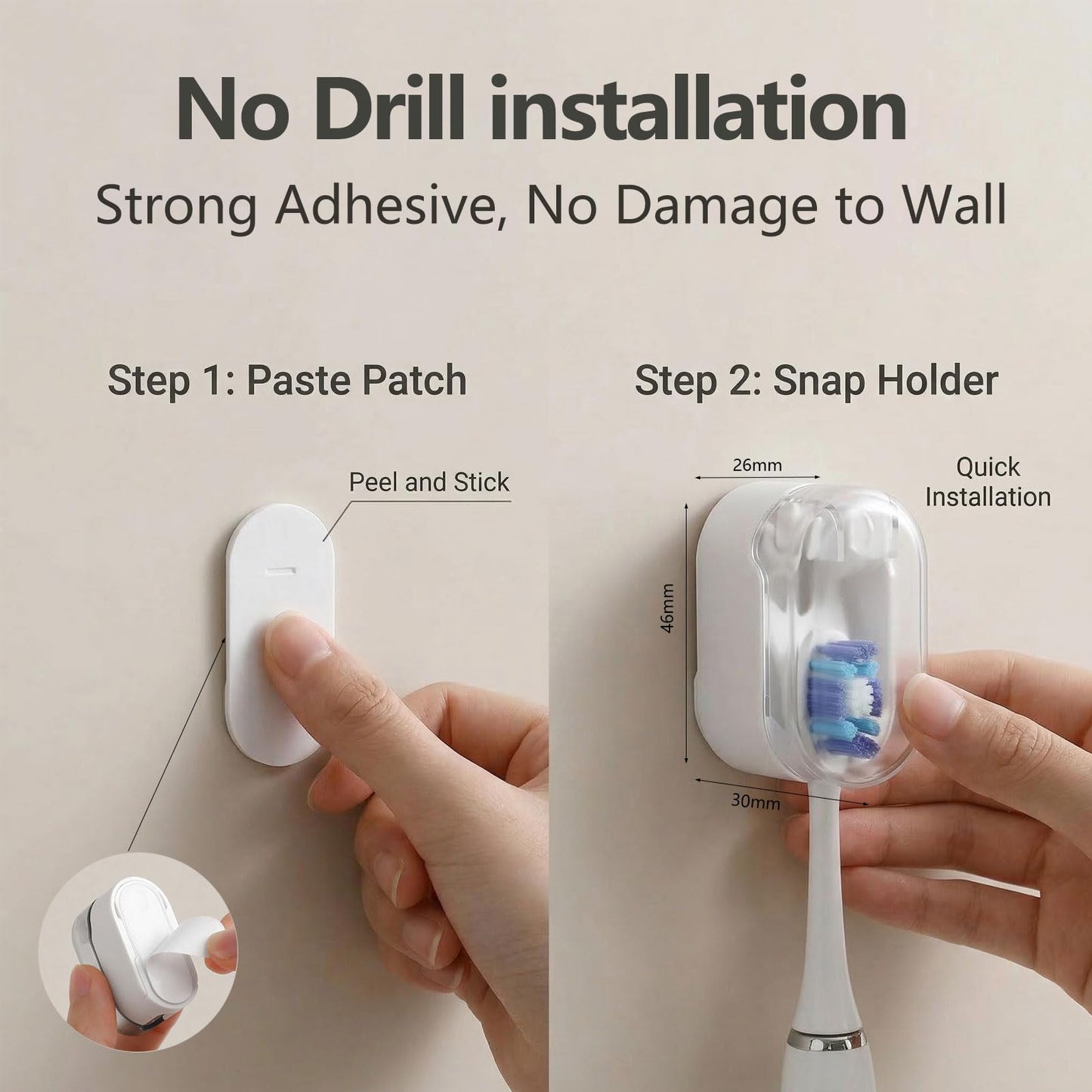 FOTINOR 2-Pack Wall Mounted Toothbrush Holder for Bathroom