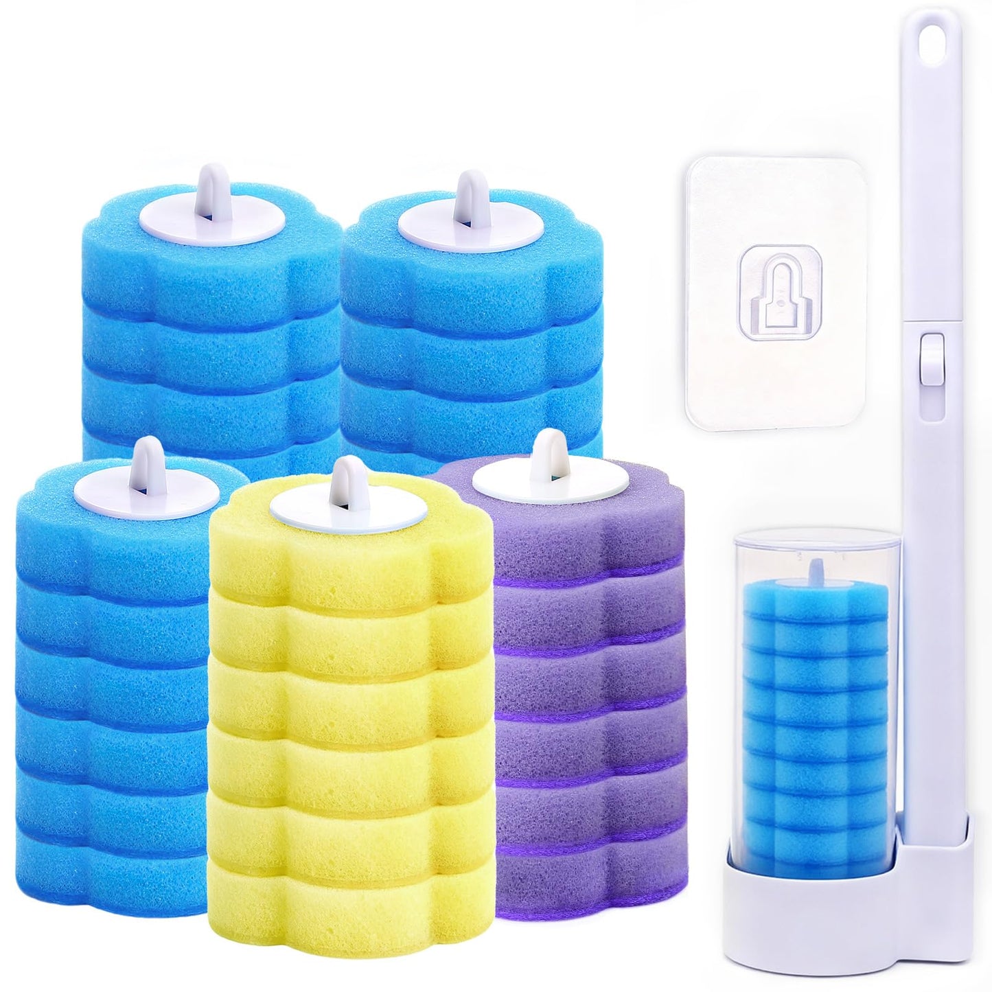 LIHAO Disposable Toilet Brush with Holder and 30 PCS Cleaner Refills