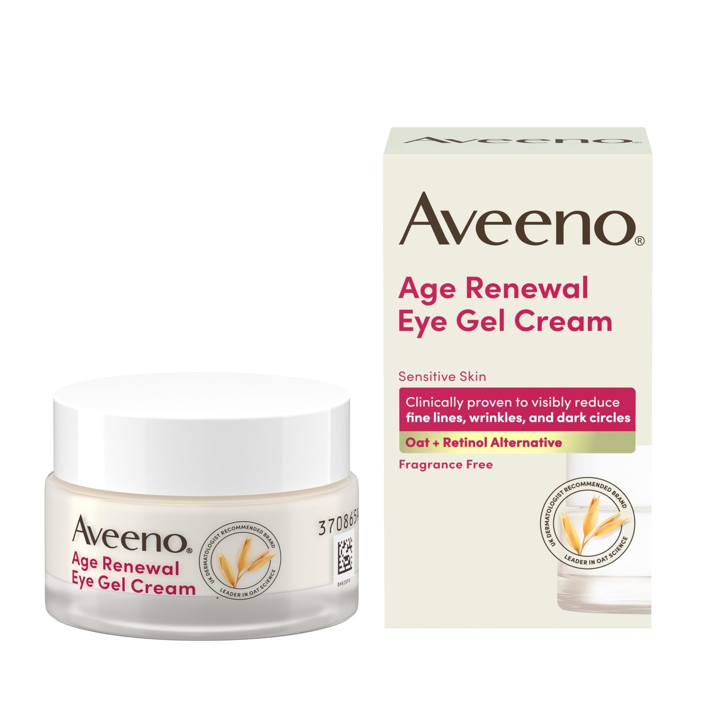 AVEENO Face Age Renewal Eye Gel Cream (1 x 15ml), Oat + Retinol Alternative, Gentle on Sensitive Skin, Visibly Reduces Fine Lines, Wrinkles, and Dark
