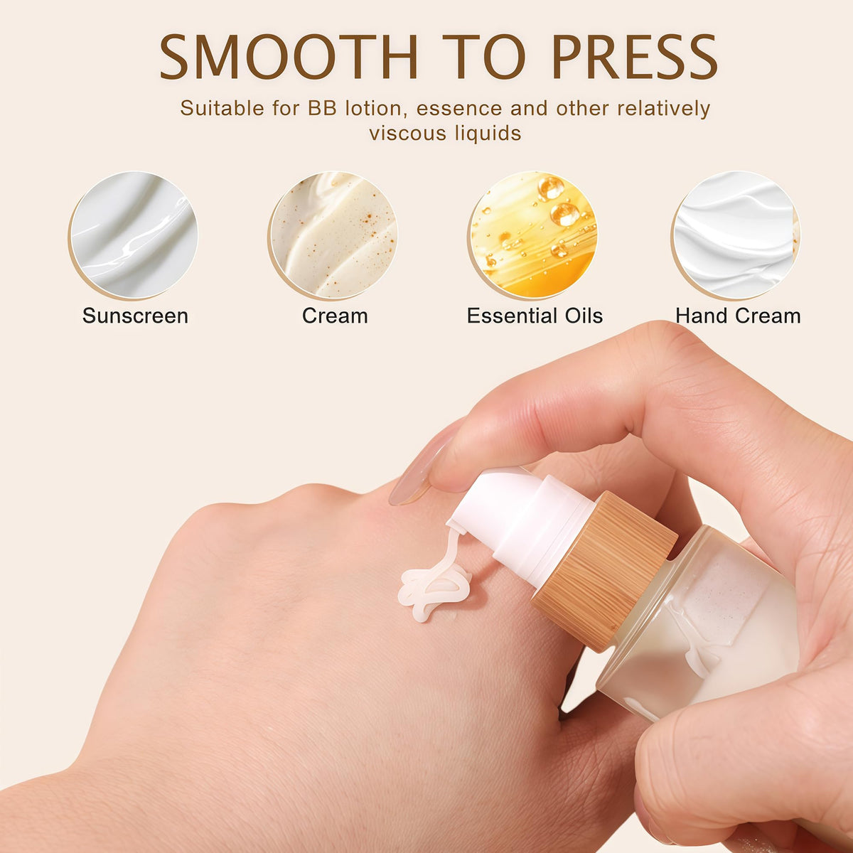 Bamboopack 120ml/4oz Frosted Glass Lotion Pump Bottle with Bamboo Screw