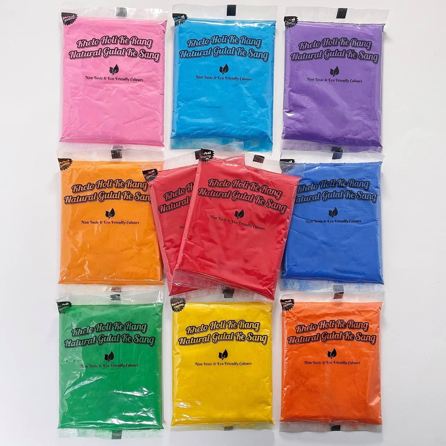 Premium Holi Colours - Holi Giftbox - Holi ke Rang - 100% Natural & Child Safe - Lab Tested Certified - 10 Vibrant Colours & Smooth Texture (500g