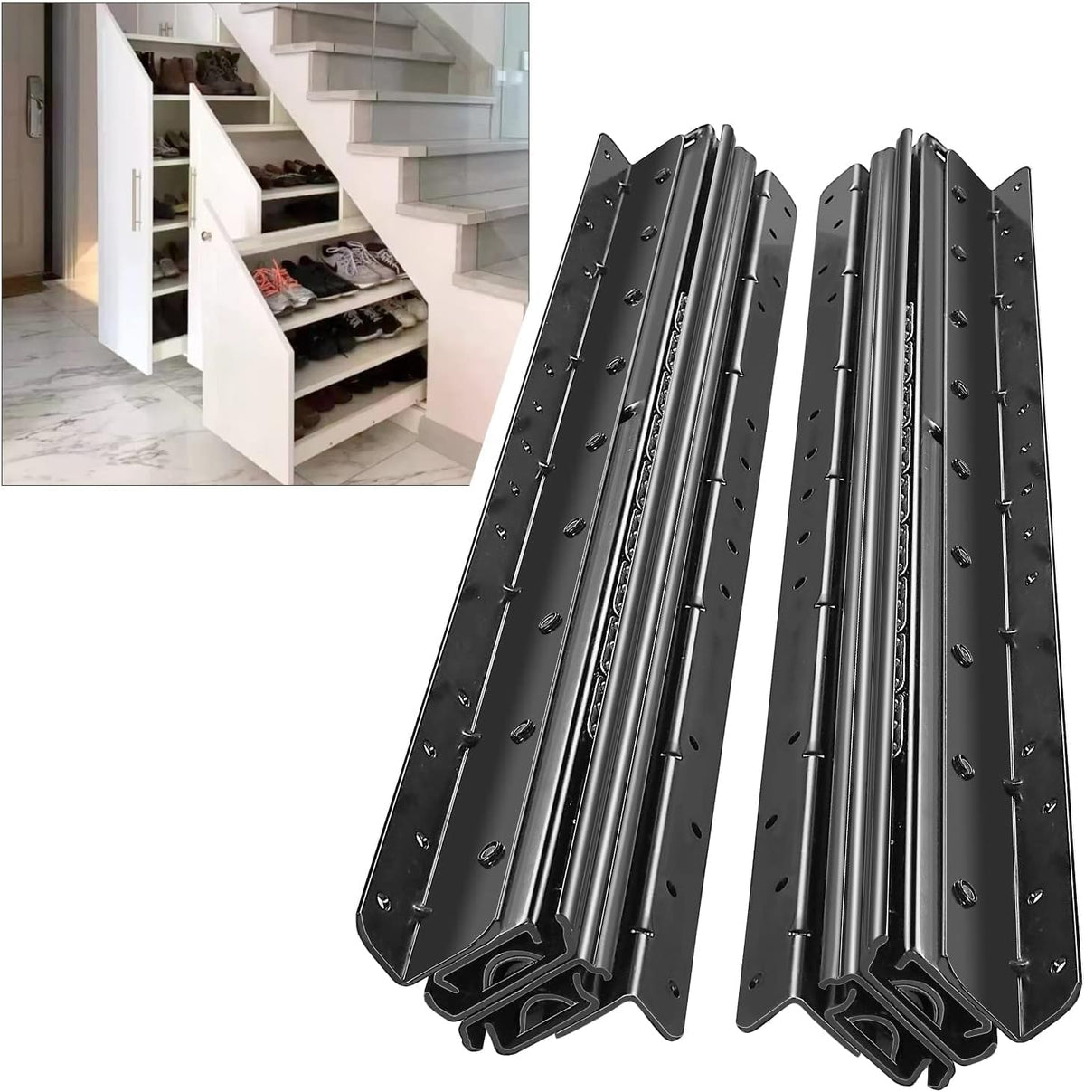 AOLISHENG Bottom Mount Heavy Duty Drawer Runners Under Stairs Drawer Runners 600~1450mm 120kg Load Capacity Undermount Heavy Duty Drawer Slides Black