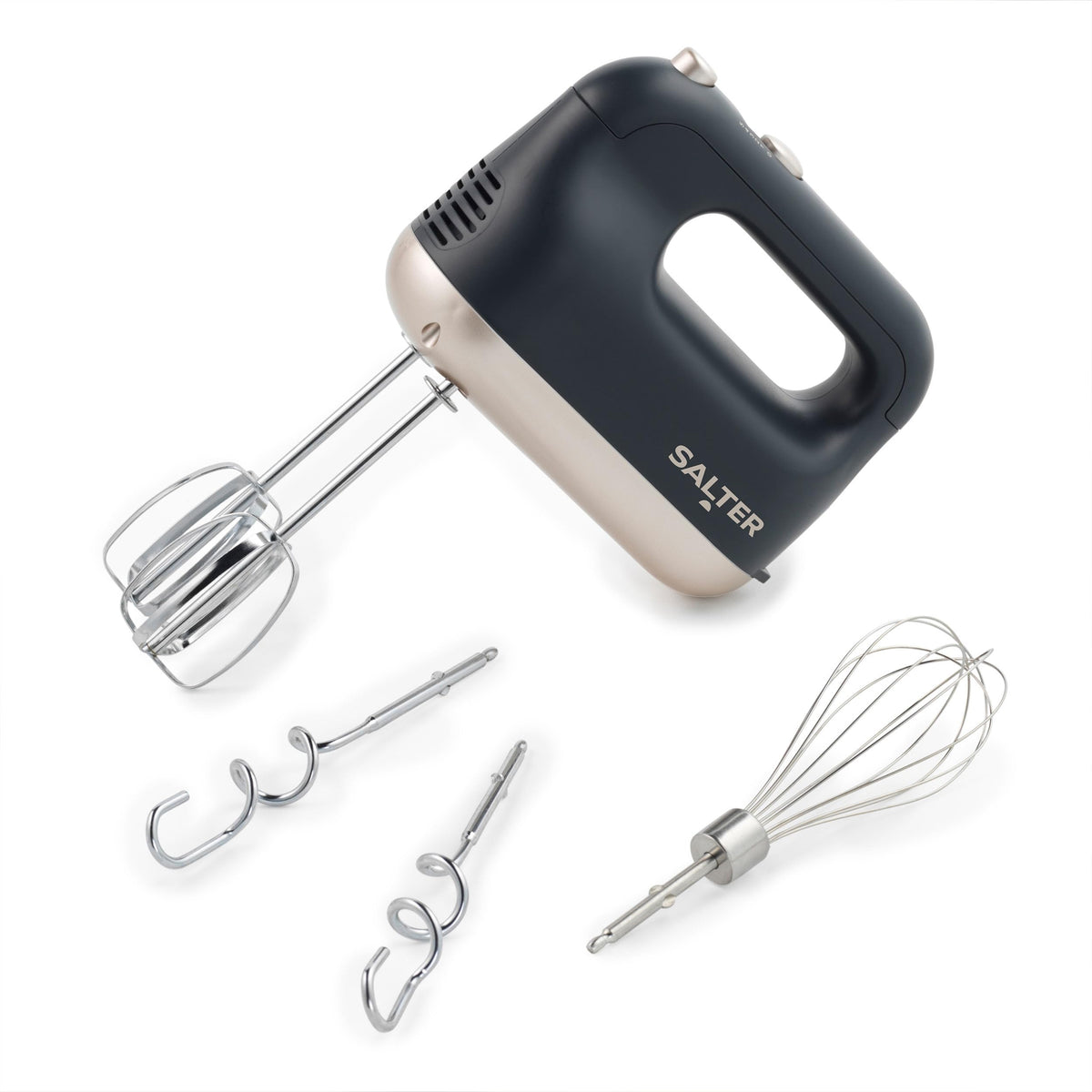Salter Marino Hand Mixer ? 250W Food Kitchen Whisk, Stainless Steel Twin Beaters, Dough Hooks & Balloon Whisker. 5 Self-Control Speeds & Turbo Boost,
