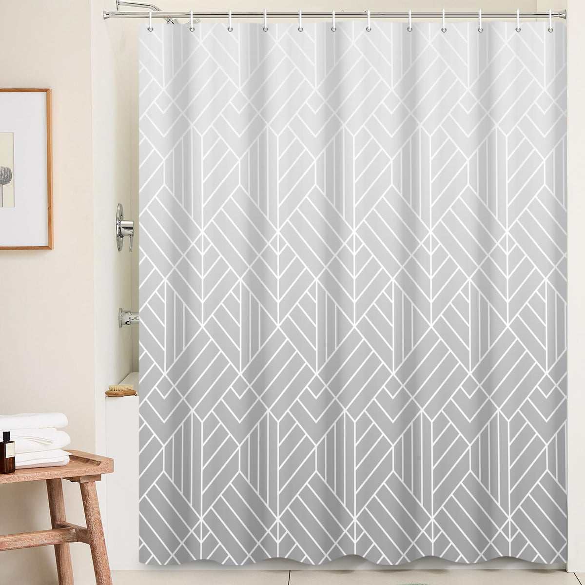 Ttincceer Grey Marble Shower Curtain 71x71inch Abstract White Geometric Modern Bathroom Curtain Ombre Luxury Minimalist Art Shower Curtains Washable