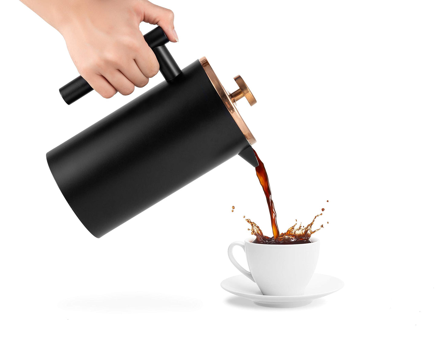 MaxMiuly Large Cafetiere 1.5L/50 OZ Stainless Steel French Press Insulated Coffee Press, Double Wall Keep Hot Coffee & Tea Maker,Bonus with 2 Coffee