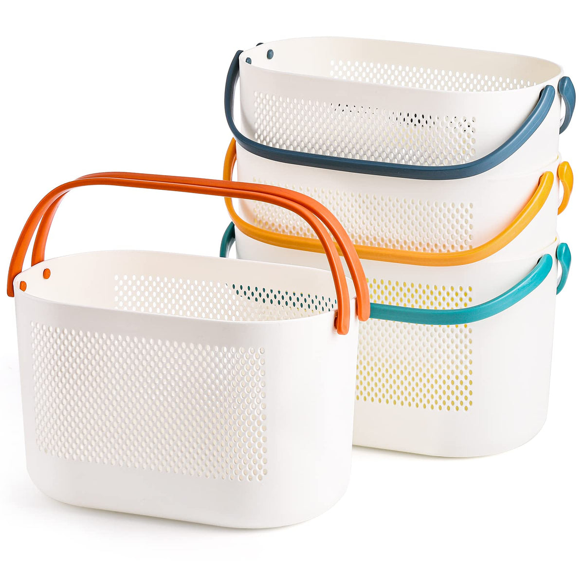 AVLA 4 Pack Portable Shower Caddy Basket, Plastic Storage Organizer Baskets with Handles, Caddy Drainage Organizer Bin, Dorm Shower Basket for