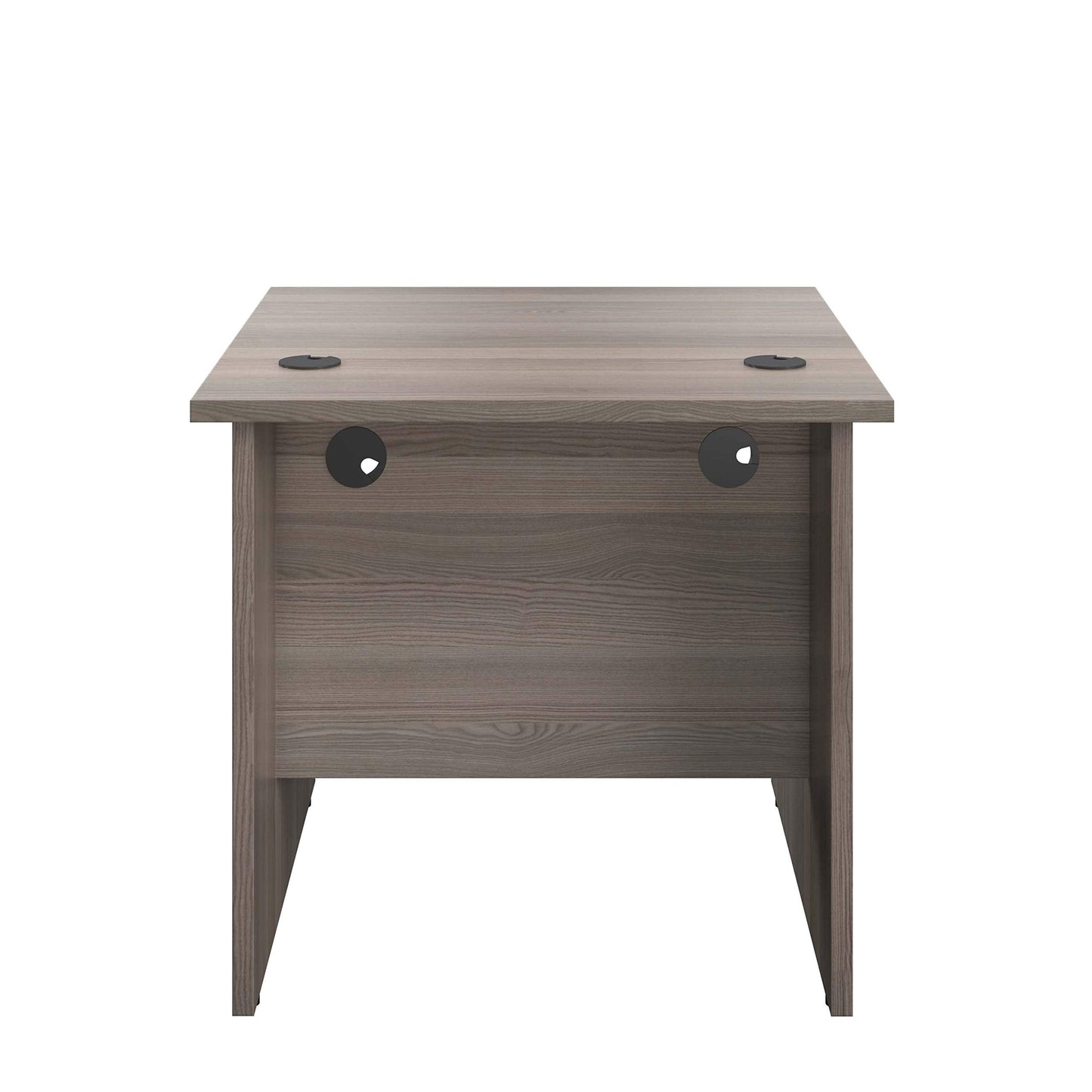 Office Hippo Heavy Duty Rectangular Office Desk, Home, Table, Integrated Cable Ports, 5 Yr Wty, MFC, Grey Oak, 80cm x 80cm