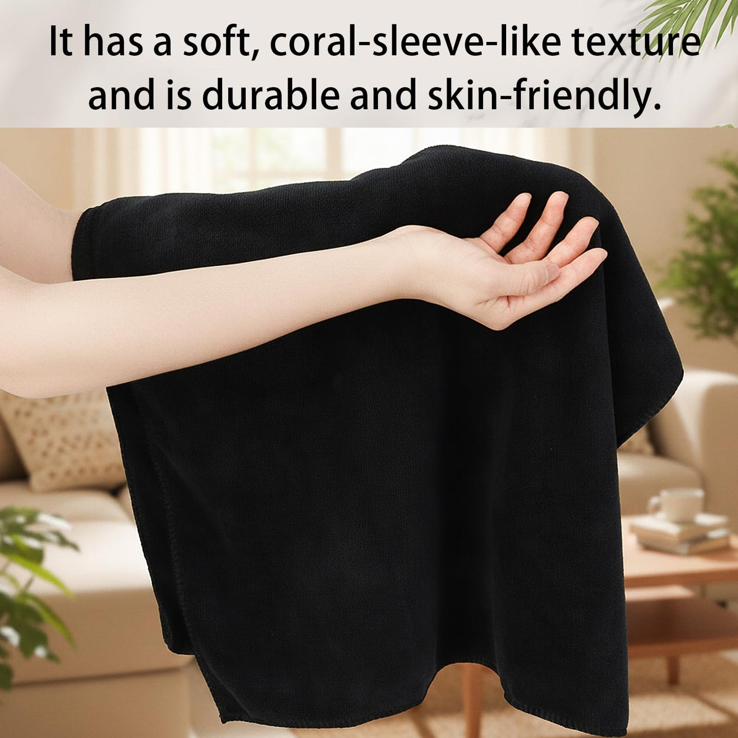 saerryor 2 Pack Black Salon Towel, Microfibre Hair Salon Towels 50x100cm