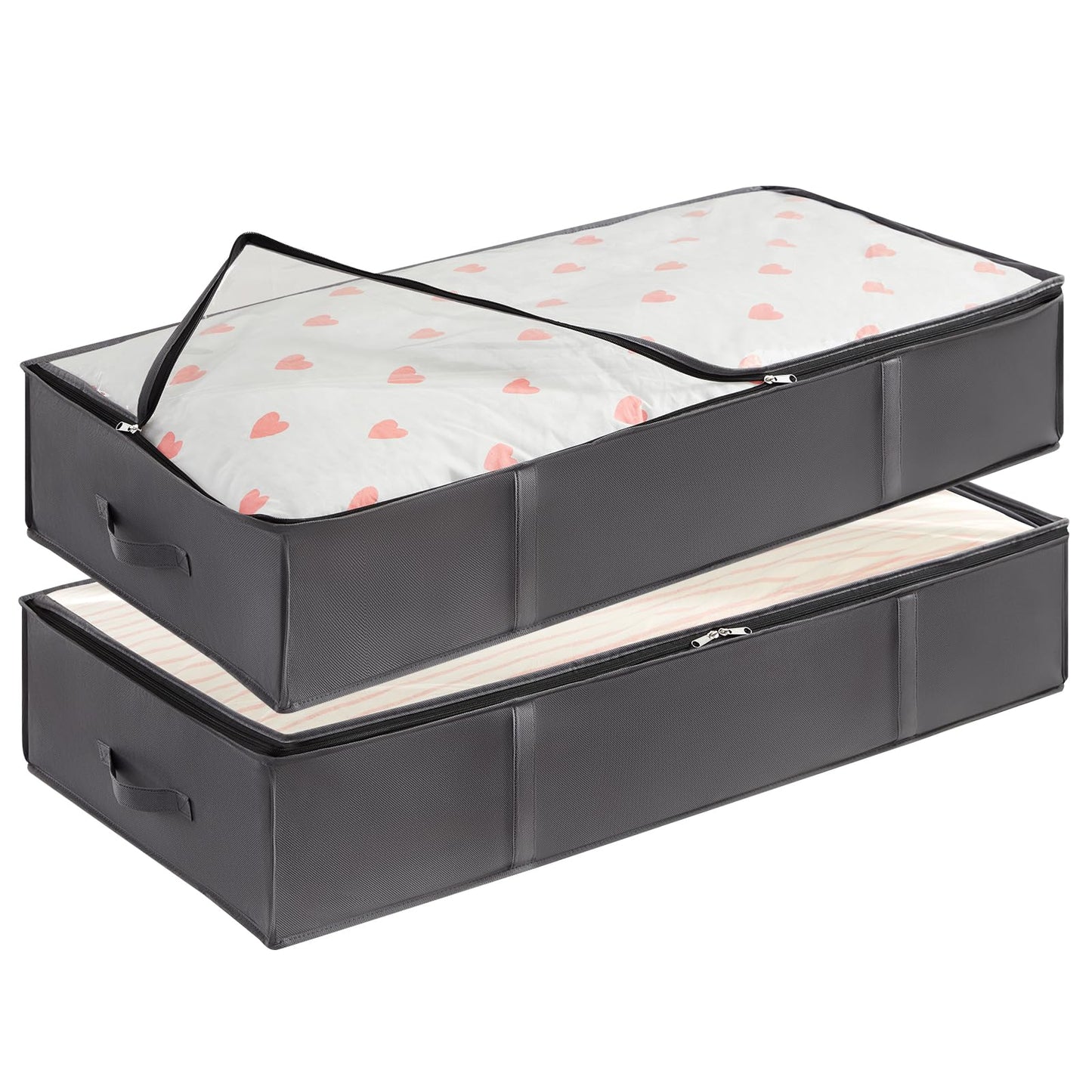 Lifewit 2 Pack 95L Under Bed Storage, Underbed Storage Boxes with lid Clothes Storage Bag Wardrobe Storage Organiser with Reinforced Handle