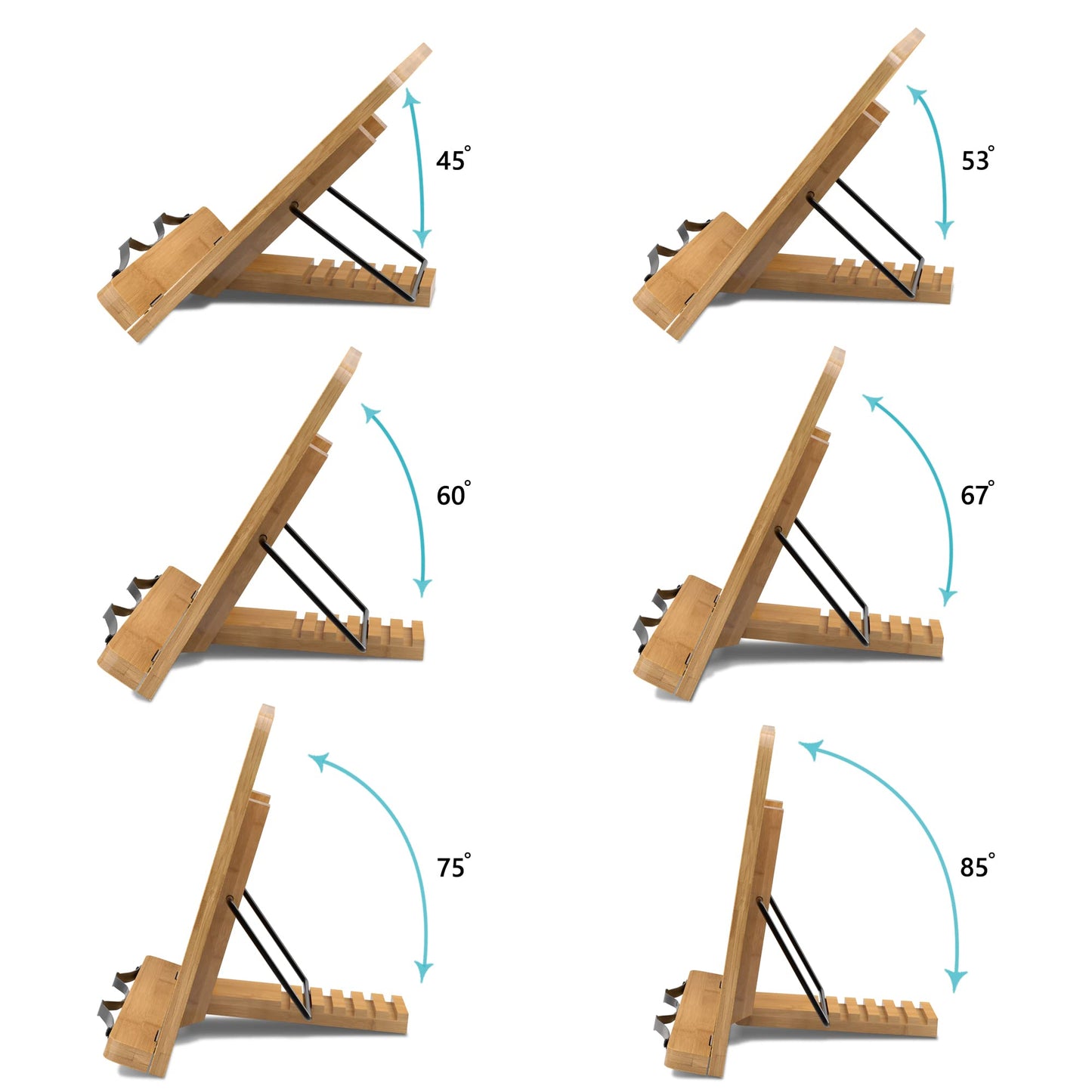 READAEER Bamboo Folding Portable Reading Stand Bookstand Cookbook Holder, M