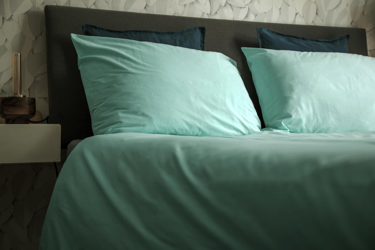 lekka EASY-CHANGE & EASY-IRON, ZIP-AROUND Duvet Cover Set for Double Size Bed (Duck Egg) (Blue, Green, Teal, Aqua, Mint, Sage, Turquoise)