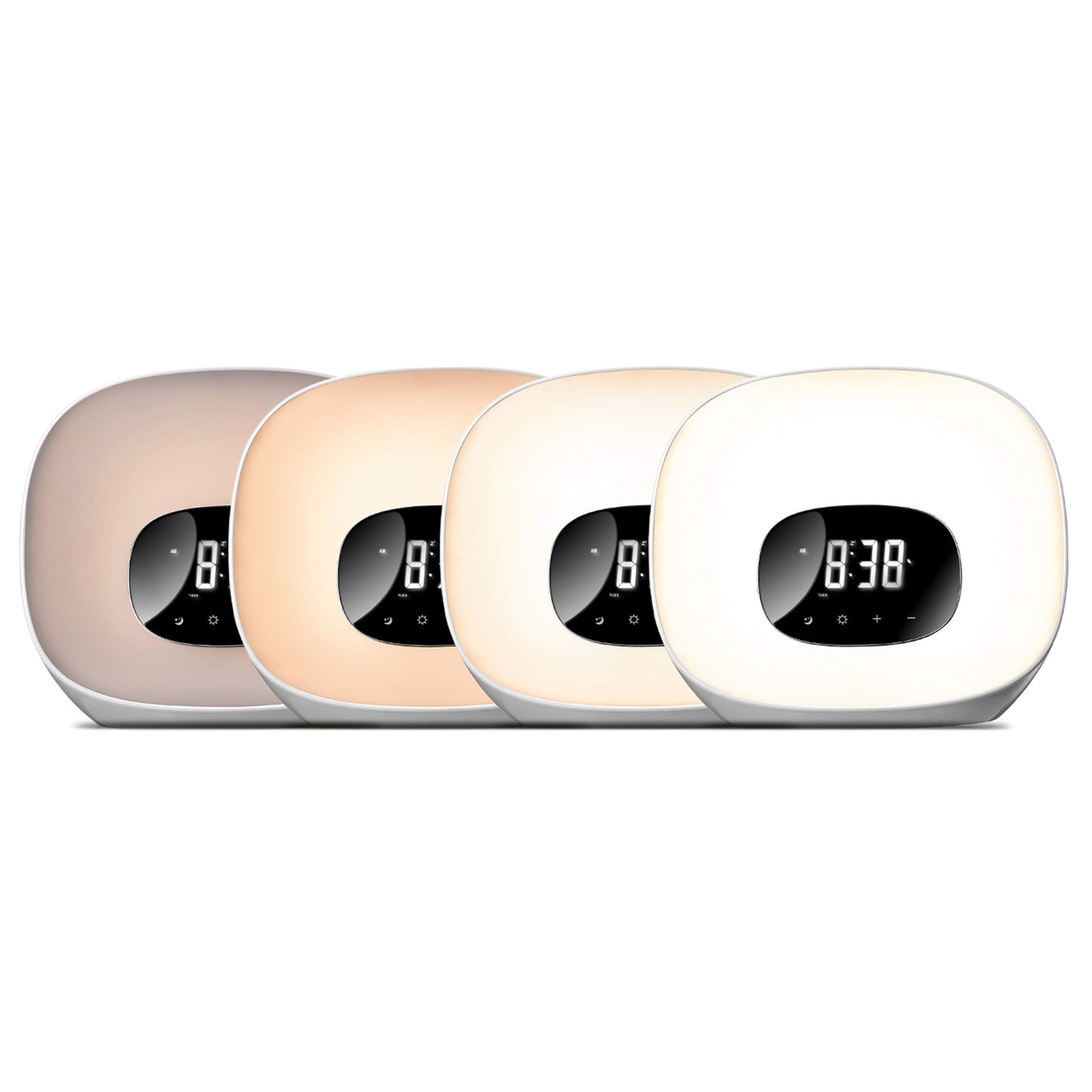 Groov-e Light Curve Touch Control FM Radio Alarm Clock with LED Lamp Wake-Up Light & Snooze - White