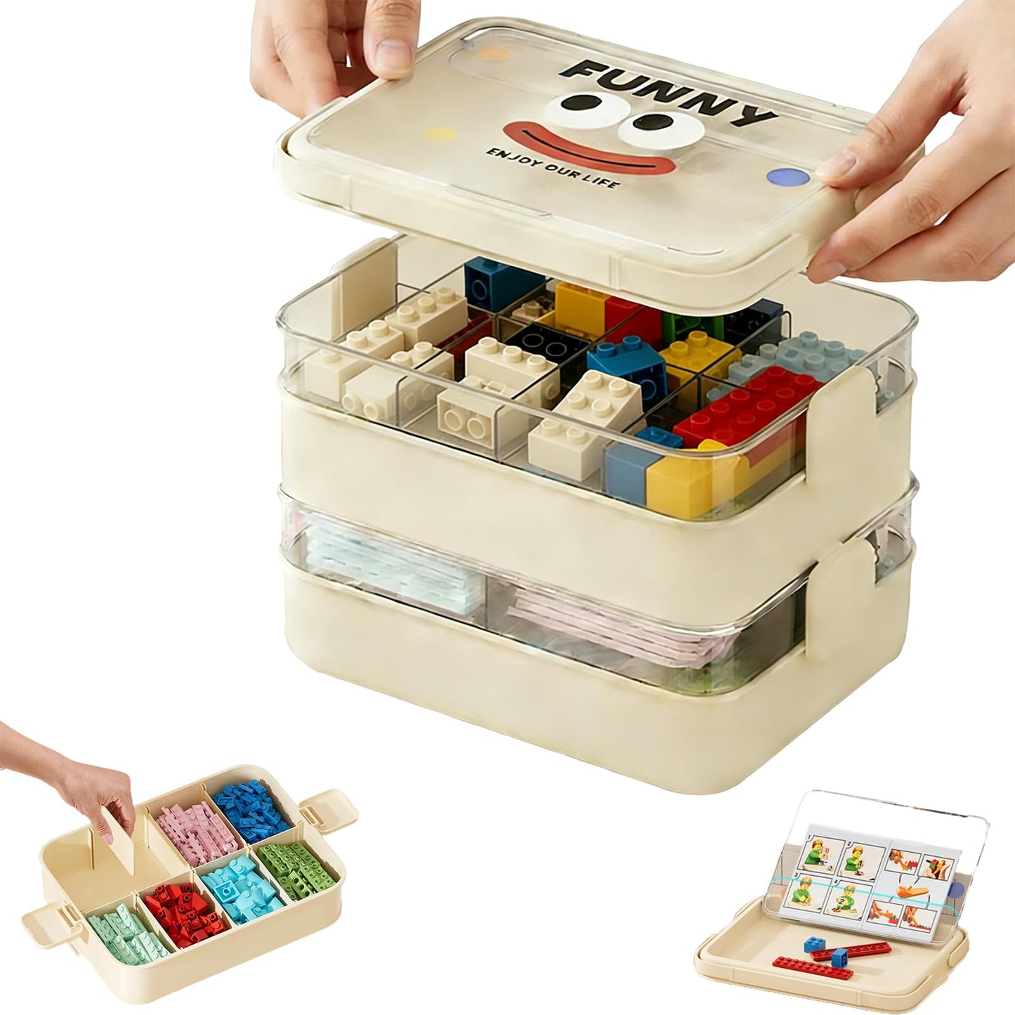 Storage Organiser for Legos 5 Tier Stackable Toy Storage Container Multi Compartment Box Bin for Building Blocks Arts Crafts Supplies Bricks Puzzle