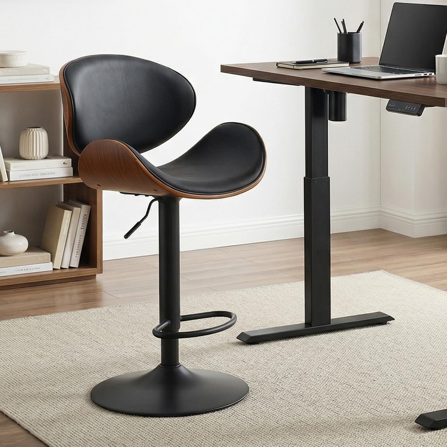 Kidol&Shellder Single Bar Stools, Bentwood Kitchen Stools, Black