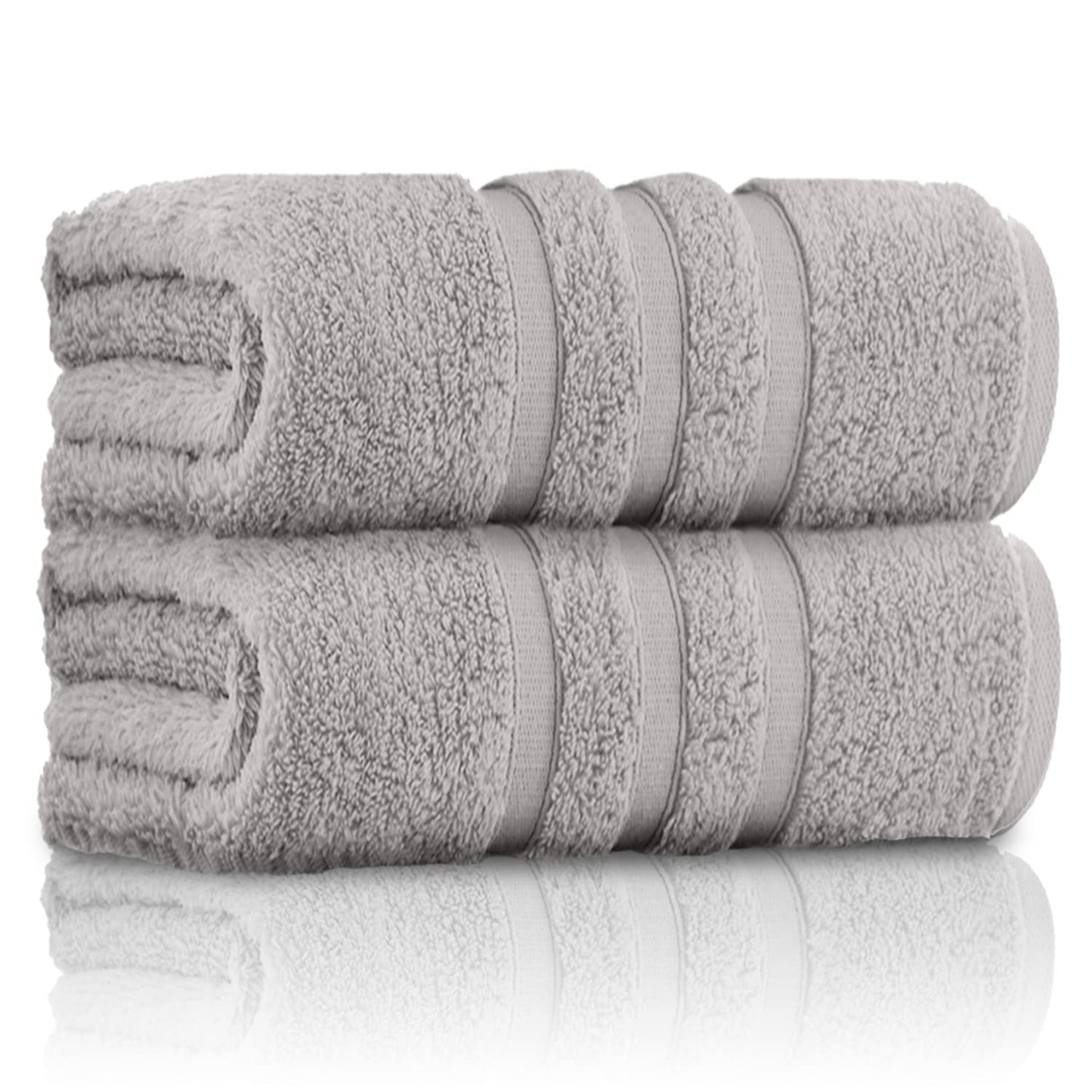 GC GAVENO CAVAILIA Pack of 2 Ultra Soft Super Absorbent Bath Sheets, 550 GSM 100% Cotton Line Texture Towels, Silver, 80x140 Cm