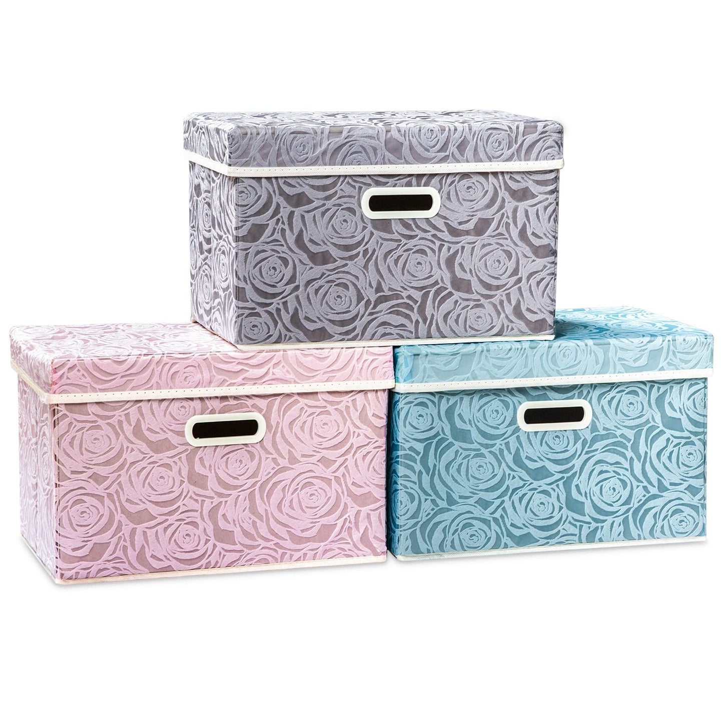 Storage Boxes with Lids Large.Rose Pattern Fabric Decorative Storage Box, Really Useful Box,Clothing Storage,Cubes
