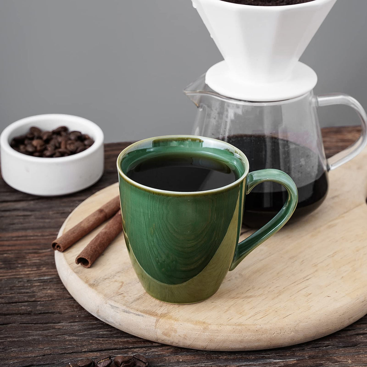 vicrays Porcelain Tea Mug Set of 4, 350 ml, Stoneware Coffee Mug for Men, Women, Unique Glazed Mugs with Handle for Coffee, Tea, Milk, Cocoa,