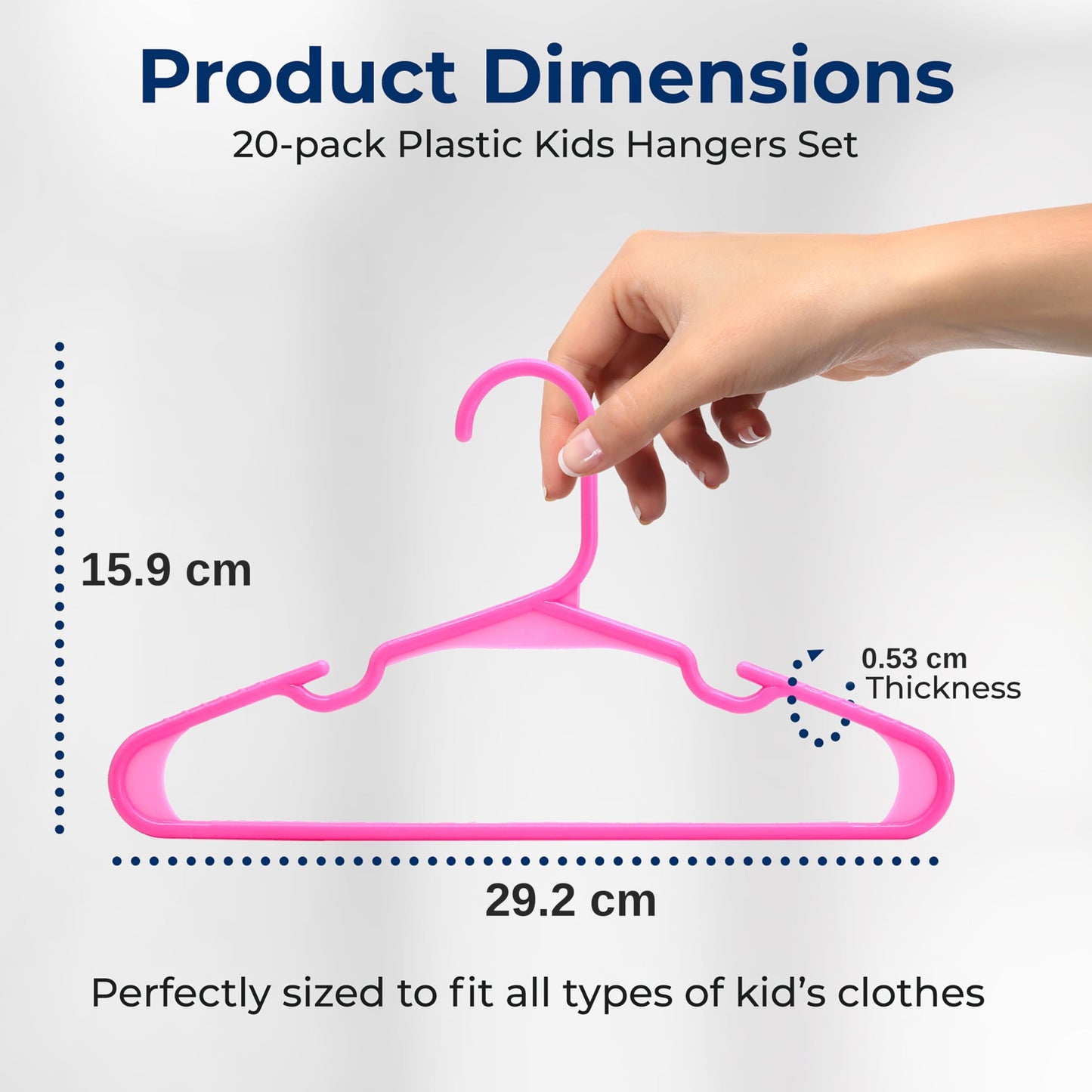 SereneLife 20 Pack Plastic Kids Hangers, Non-Slip for Closet, Space-Saving Thin Design for Infant and Newborn Clothing
