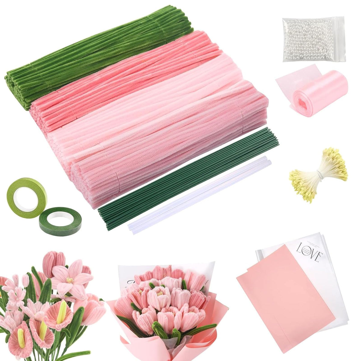 Pipe Cleaners Set - 400 Pcs Pipe Cleaners for Crafts | Flexible Chenille Stems for DIY Flower Bouquets, Parent-Child Crafts, Holiday Decor & Gifts