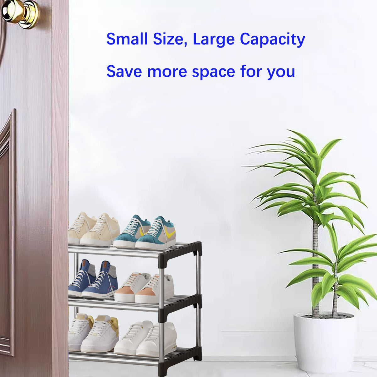 NIAWECAN Small Shoe Rack, Stackable Shoe Rack 3 Tier, Footware Storage