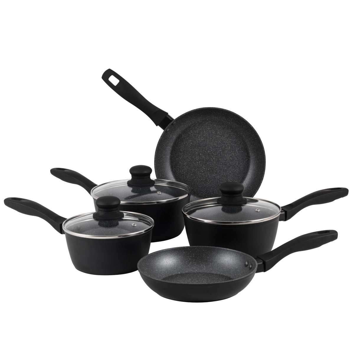 Russell Hobbs RH02814EU7 Metallic Marble Cooking Pan Set - Non-Stick 5 Piece Kitchen Cookware, 20/24cm Frying Pans, 16/18/20cm Saucepans, Tempered