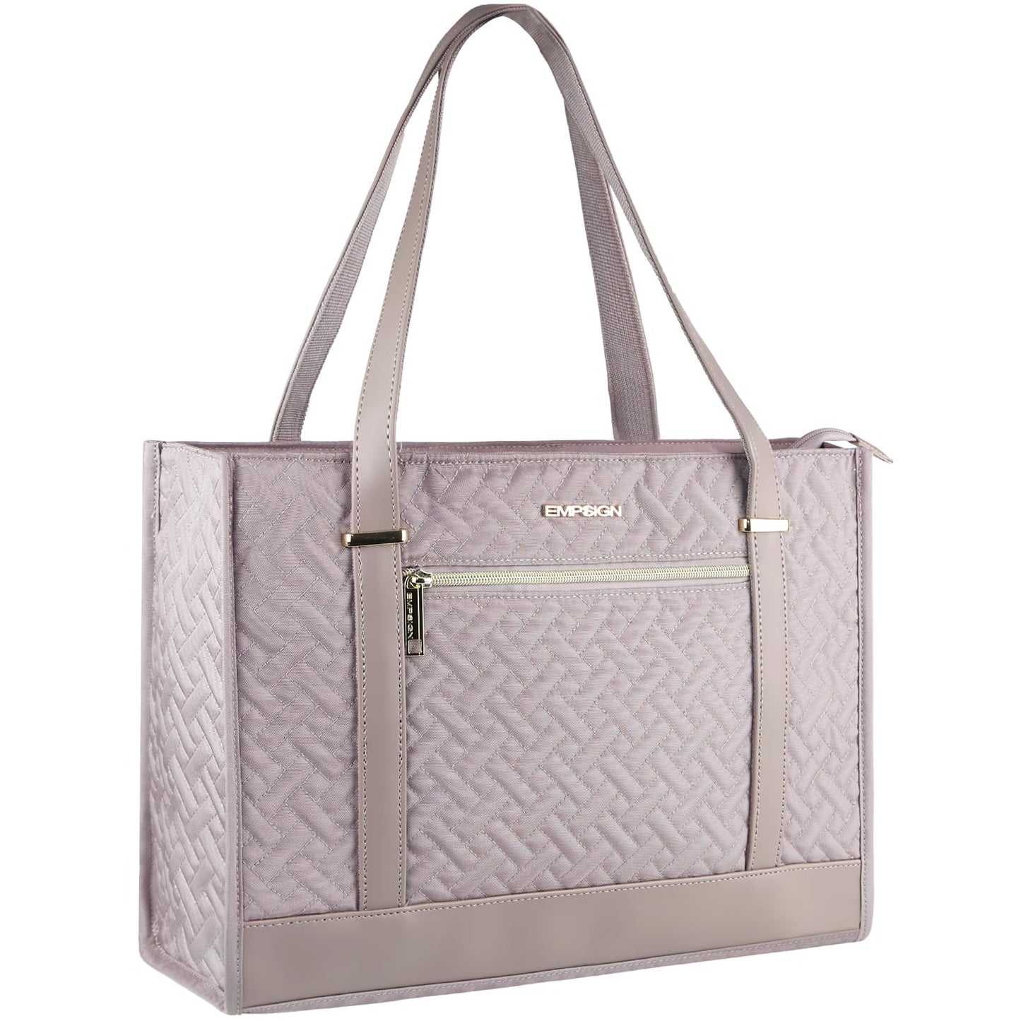 EMPSIGN Laptop Tote bag for women 16 Inch, Stylish Computer Shoulder Tote Bag for Work, Large Capacity Quilted Laptop Briefcase, Waterproof Women