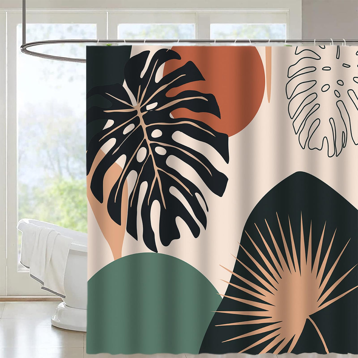 FAIRYGATE Bath Curtain Shower Curtains Patterned Shower Curtain for Wet Room Antimould and Waterproof Bathroom Curtains B9217