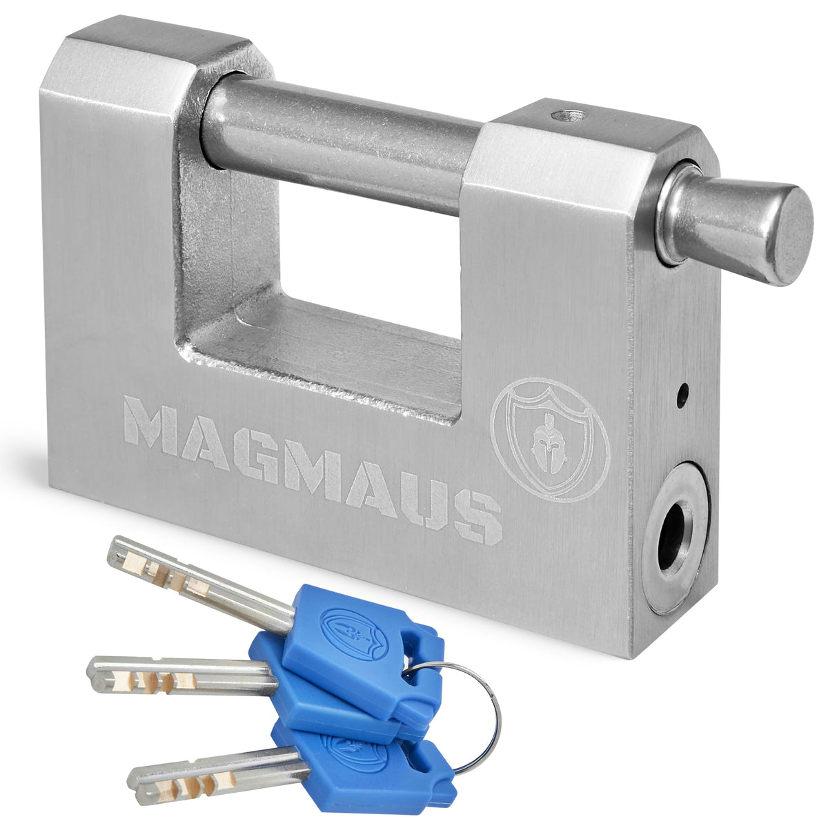 Magmaus? RTL80 [Never-Rust] Heavy Duty Shipping Container Padlock with 3 Keys - [High Security] - Weatherproof Outdoor Lock - [Stainless Steel] -