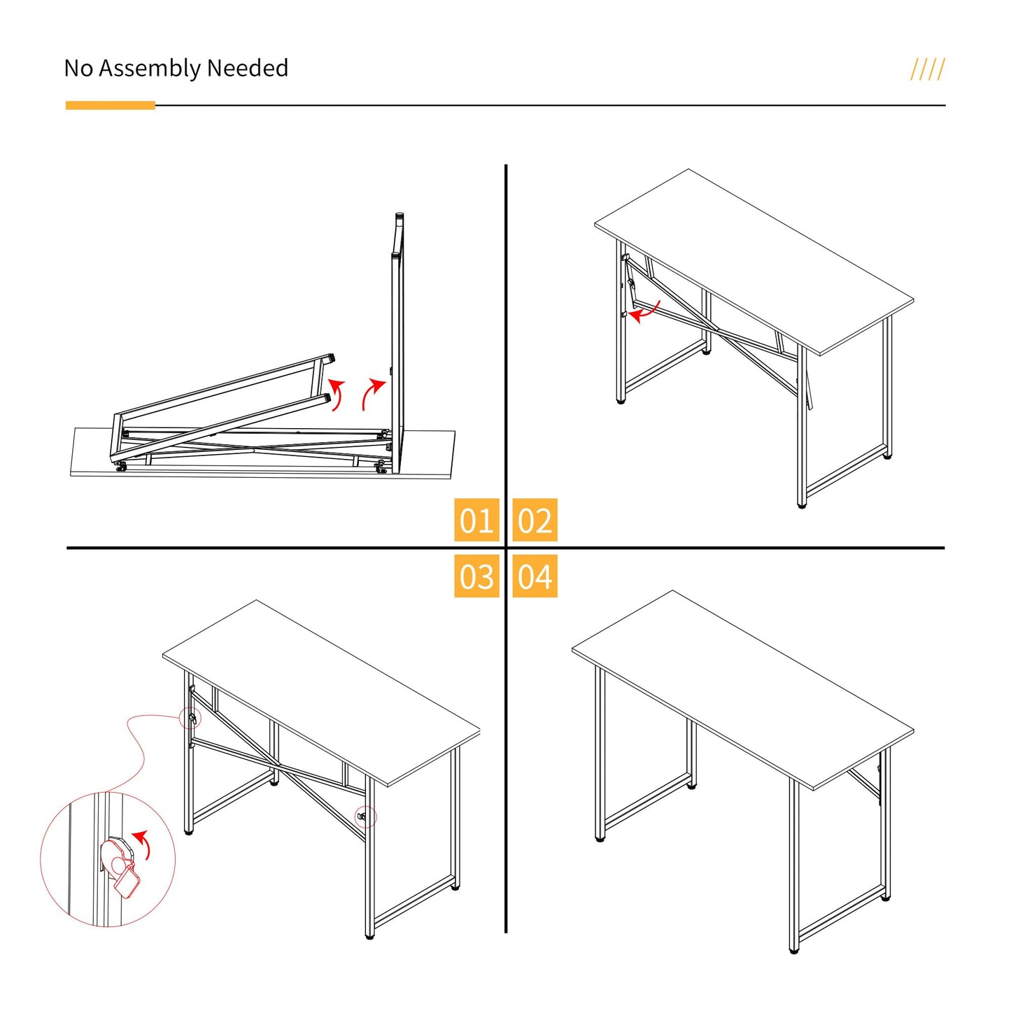 Lutown-Teen 120 cm Folding Desk No Assembly Required, Mahogany