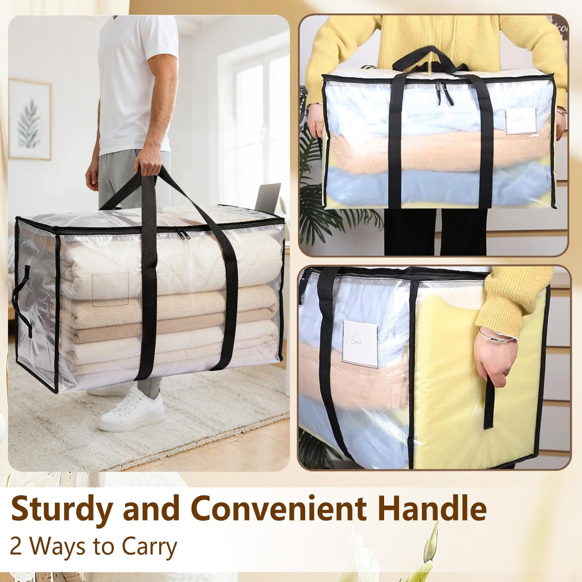 ChioSun 108L Heavy Duty Moving Bags,3 Pack Large Storage Bags with Zips