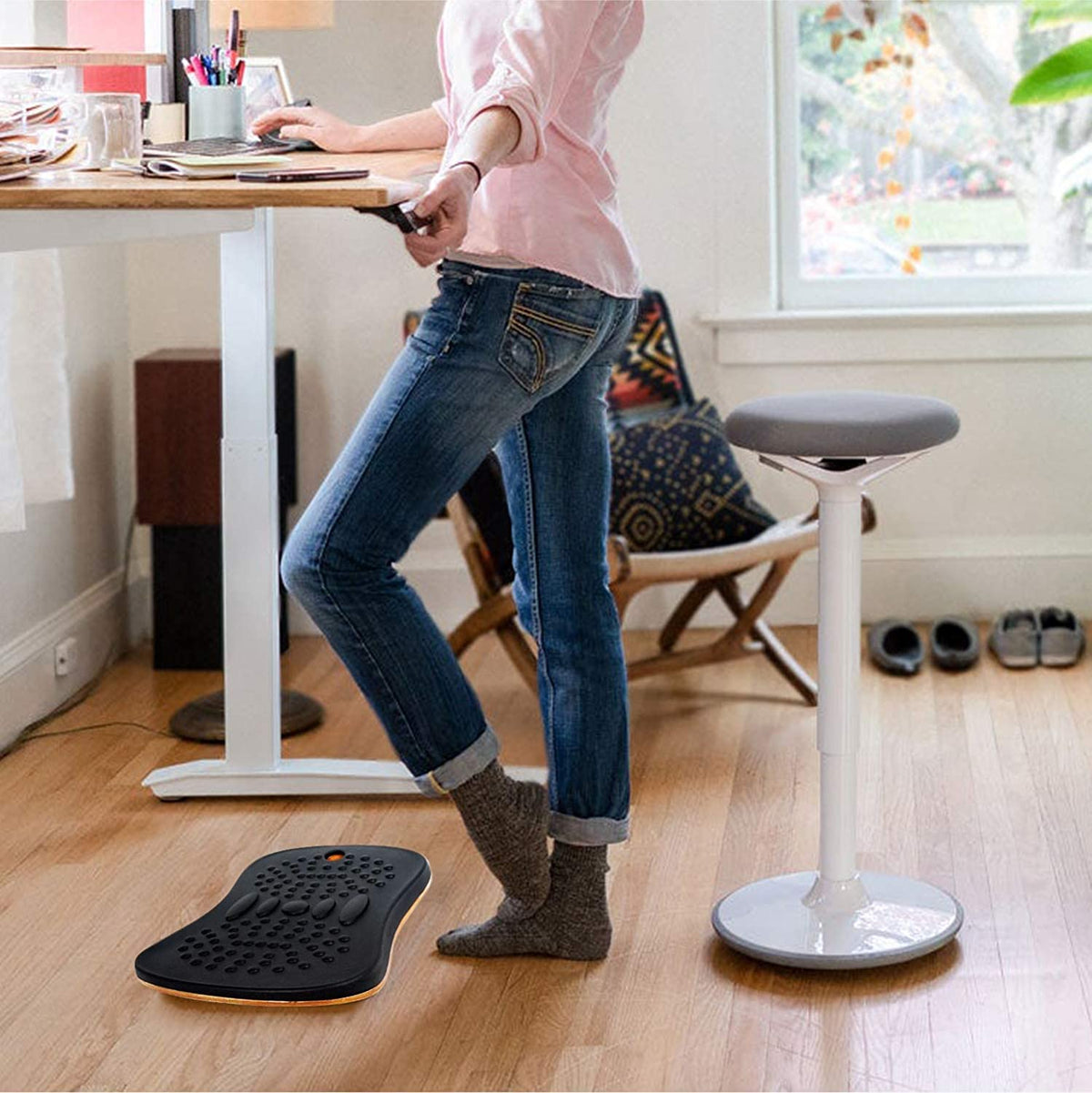 Yes4All Wobble Balance Board for Standing Desk with Design Foam Pad Comfort Floor Mat; Rocker Board/Wobble Board Standing Desk for Home, Gym, Office