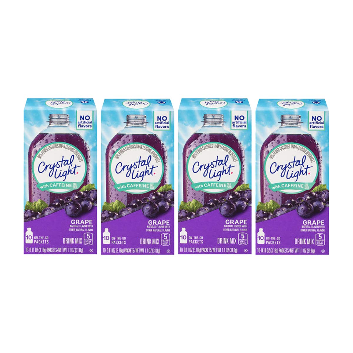 Crystal Light On The Go Energy Grape, 10-Packet Boxes (Pack Of 4)