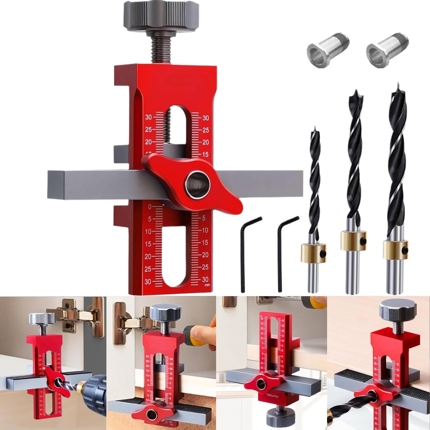 Cabinet Door Installation Jig, 2-in-1 Mounting Tool with Adjustable Positioner, Aluminium Alloy Versatile Cabinet Door Positioning Tool for Most