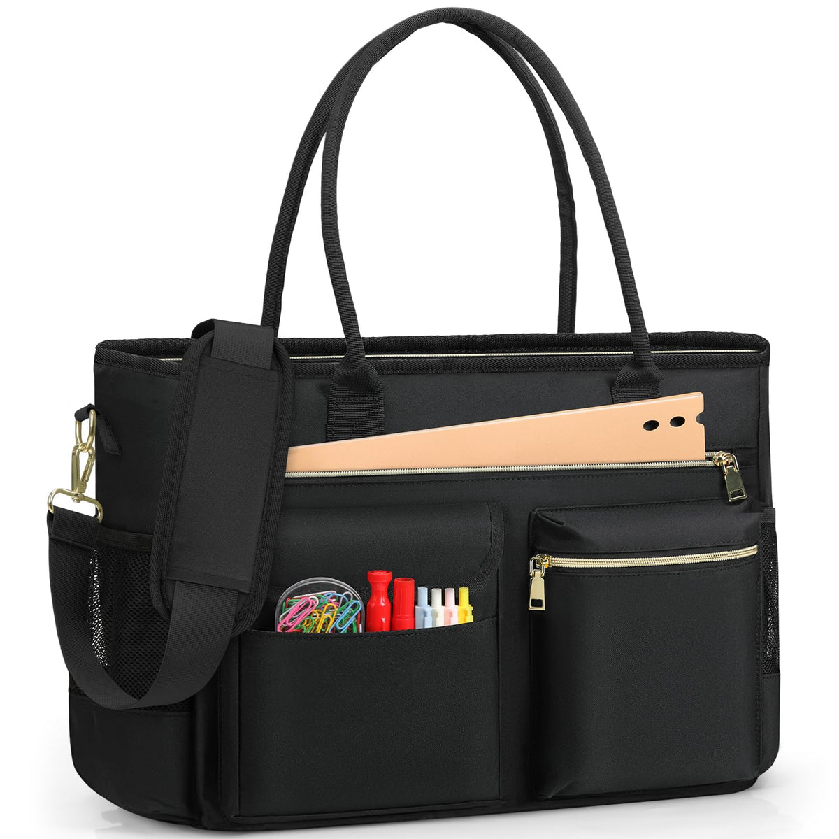 RAINSMORE Laptop Tote Bags for Women 15.6 inch Teacher Bag Large Nurse Utility Bag Computer Messenger Briefcase with Insulated Pocket for Work School