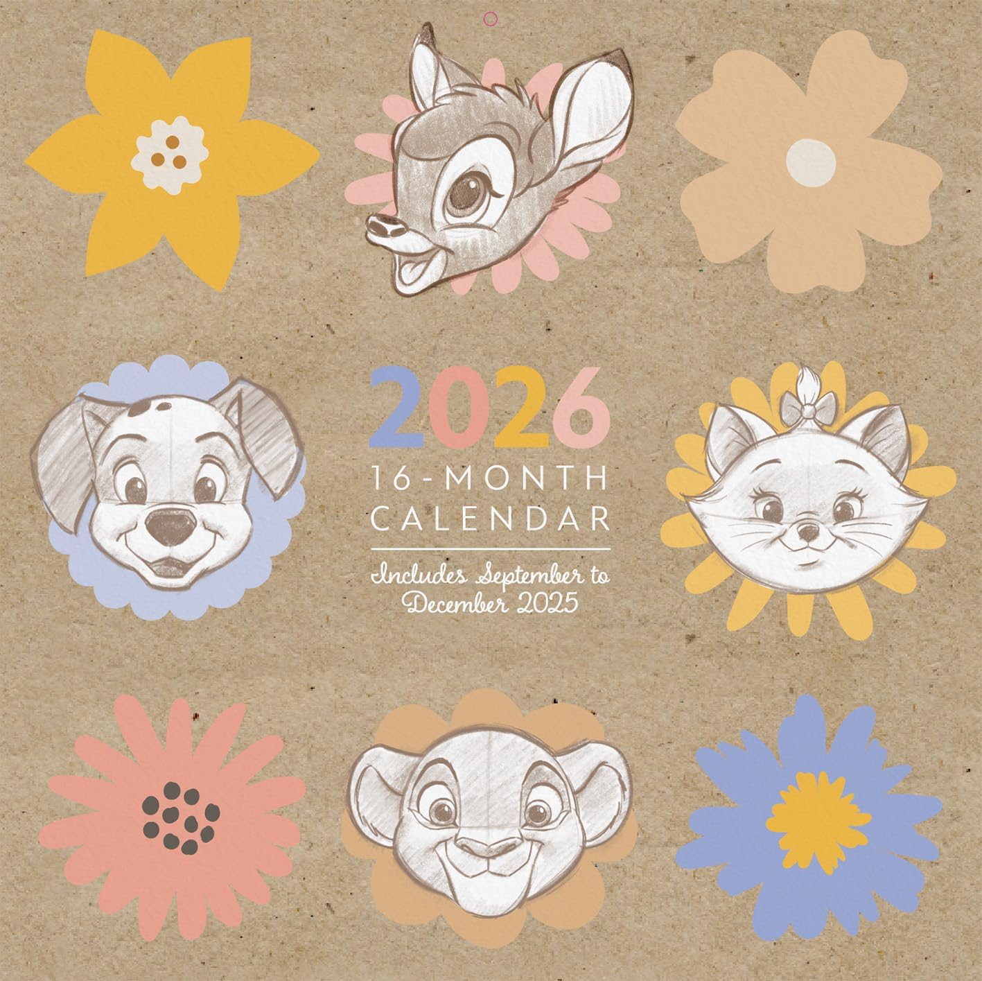 DISNEY CLASSICS (Artist Series) 2026 Square Wall Calendar – Official 16-Month Calendar Featuring Artistic Disney Characters – Collectible Gift for Animation Fans