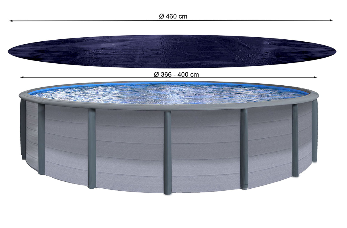 QUICK STAR Solar Swimming Pool Cover Round 200g/m? for Poolsize 366-400 cm Winter Tarpaulin dimension ? 460 cm Black