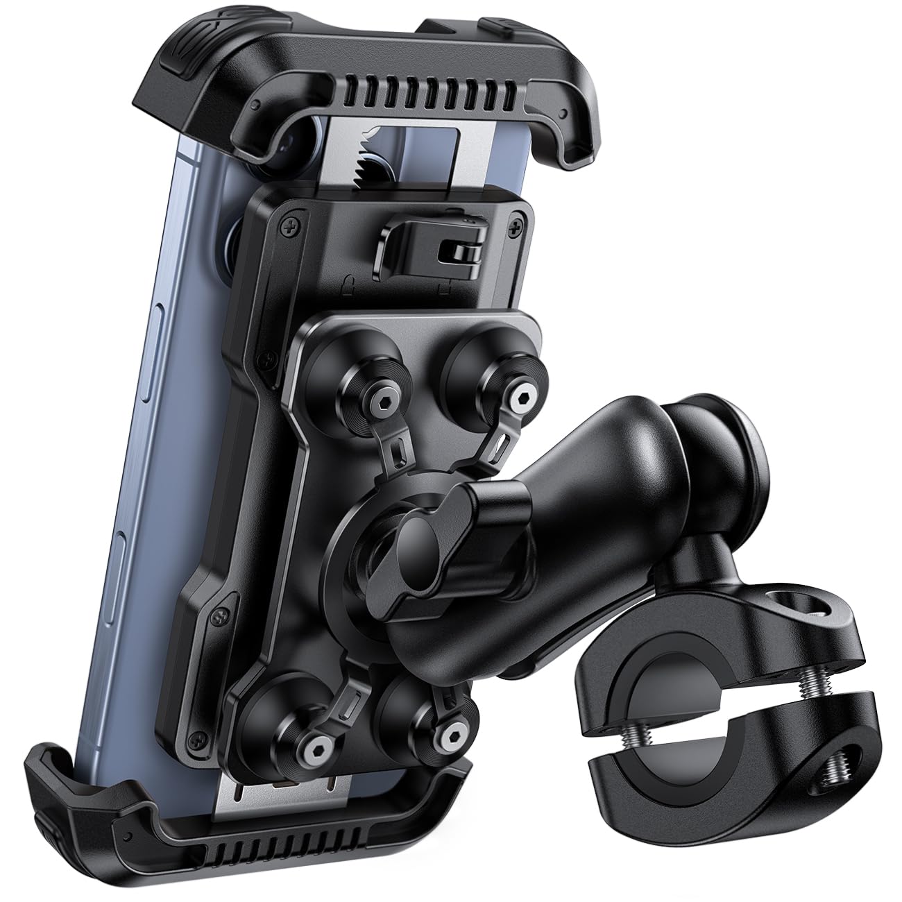 Lamicall Motorbike Phone Holder, Motorcycle Phone Mount - [2025 Anti-theft Design] [Dual Anti-Shock] Bike Phone Holder with Adjustable Arm for iPhone