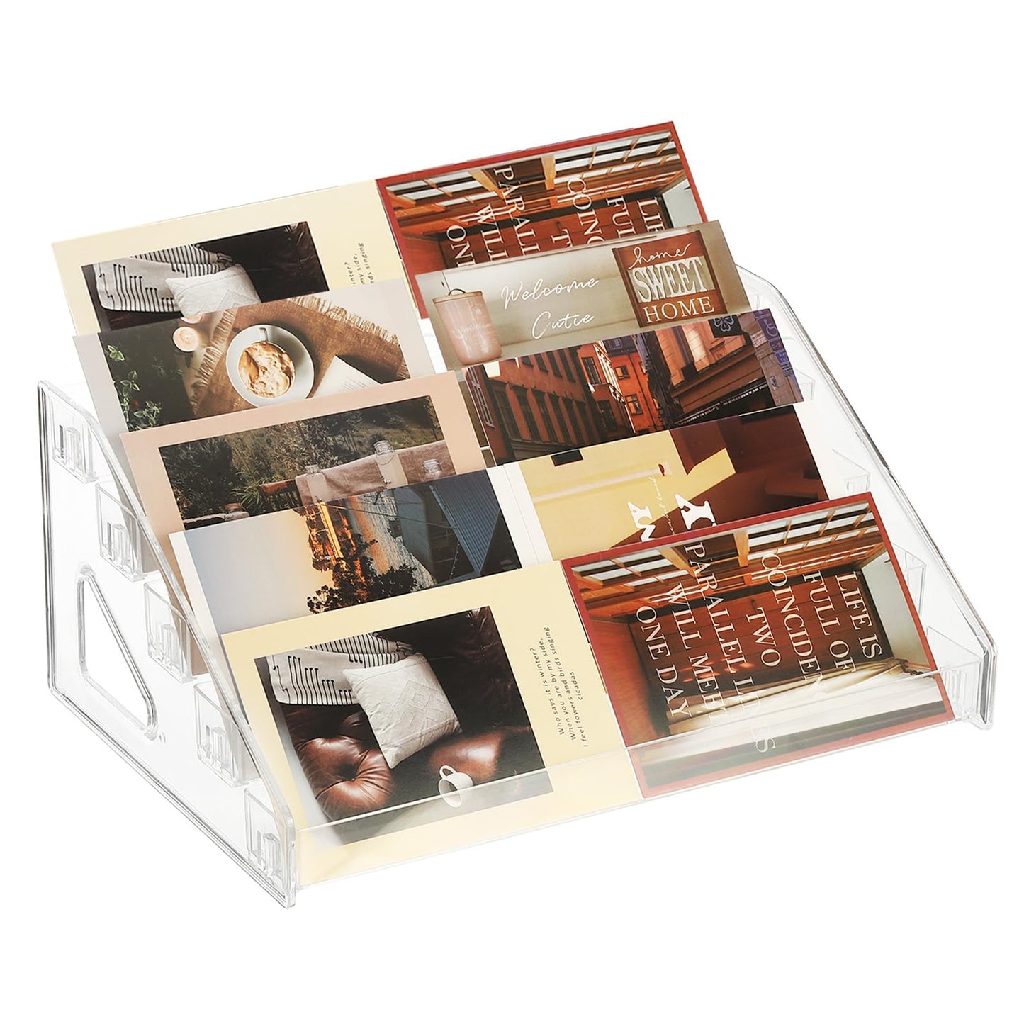 PATIKIL 5 Tier Acrylic Card Display Stand, Portable Postcard Rack Holder Organizer Versatile Display for Trading Cards Baseball PSA Stickers Stamp