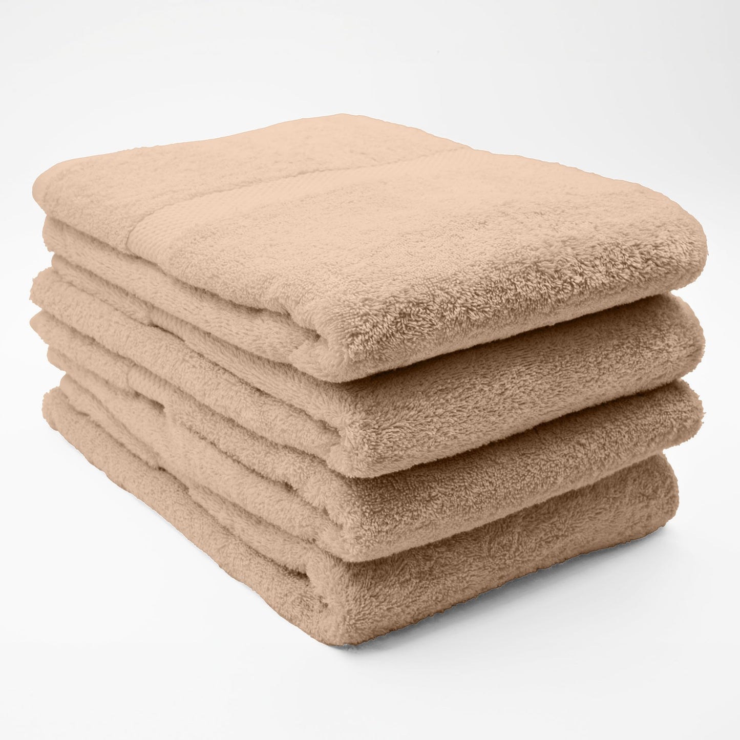 Douceur d'Intérieur, Elegance Hazelnut Set of 4 Shower Towels (70 x 130 cm) Terry Cloth