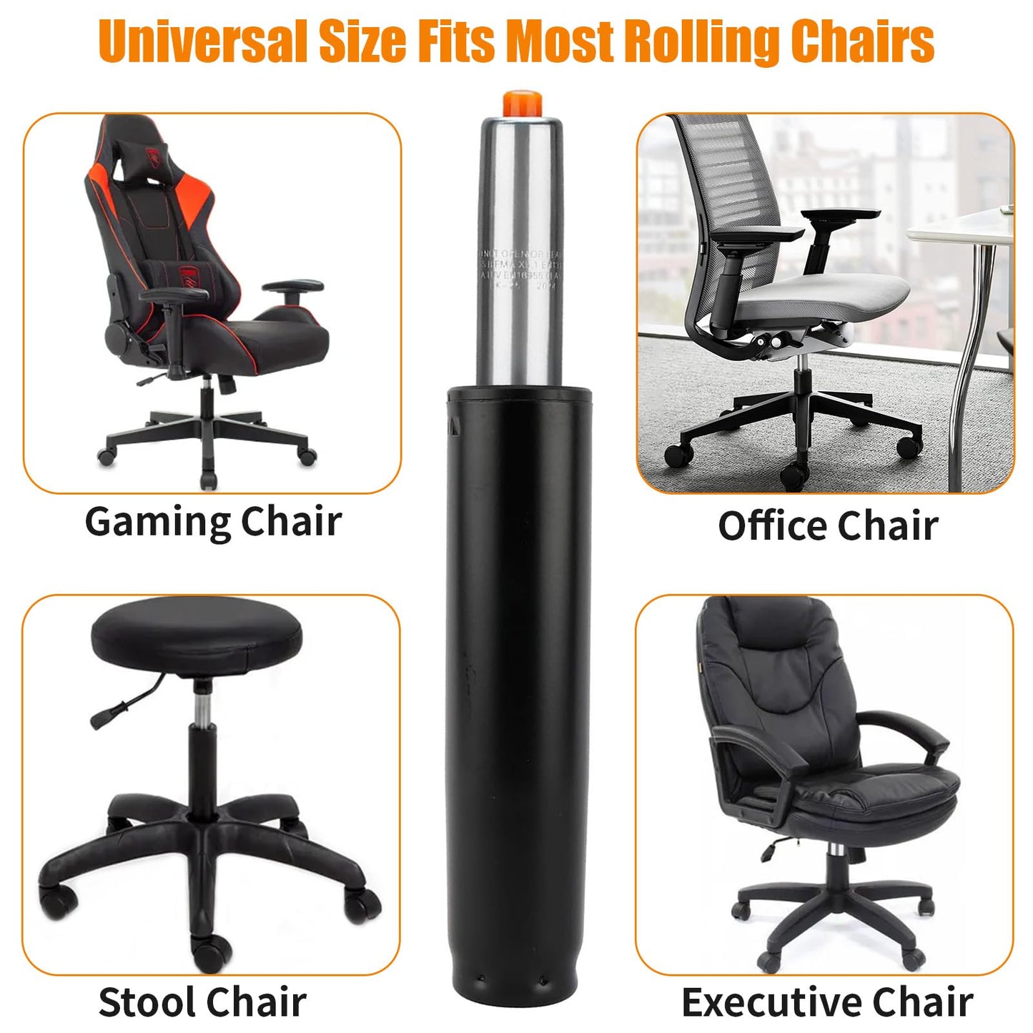 450 Lbs Office Chair Replacement Parts, Class 4 Hydraulic Pneumatic Piston, Black Heavy Duty Steel Gas Lift Cylinder