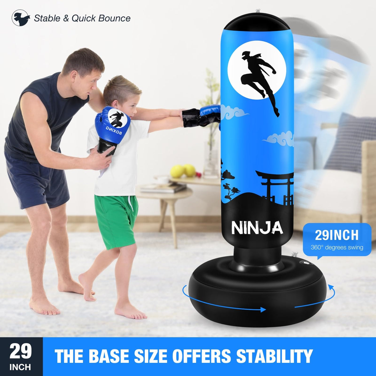 Punching Bag for Kids, Kids Boxing Set with Boxing Gloves 66" Large Inflatable Punching Bag,Gifts for Boys & Girls Age 5-12 for Practicing Karate,