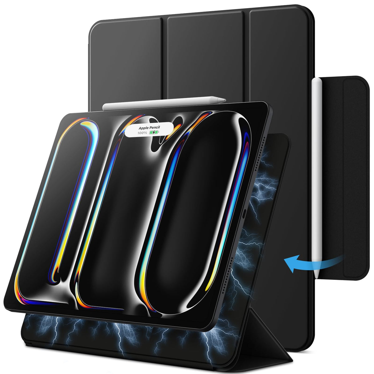 JETech Magnetic Case for iPad Pro 13-Inch M5/M4 (2025/2024), Support Pencil Pro and Pencil (USB-C), Powerful Magnet, Slim Trifold Stand Tablet Cover