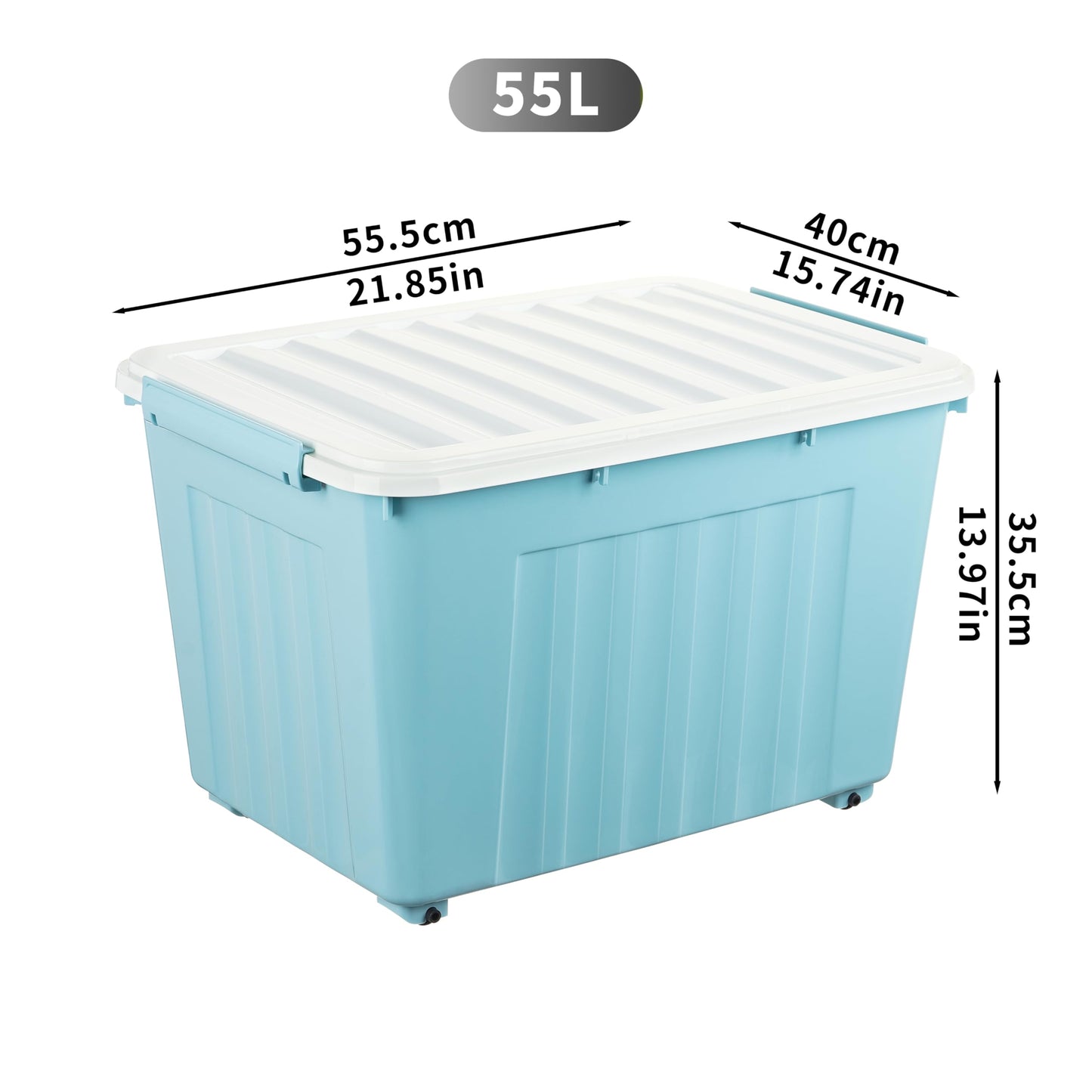 Cetomo 55L*3 Storage Boxes with Lids, Plastic Storage Box with Wheels and Secure Side Latches, Stackable & Nestable Organizer for Home, Office