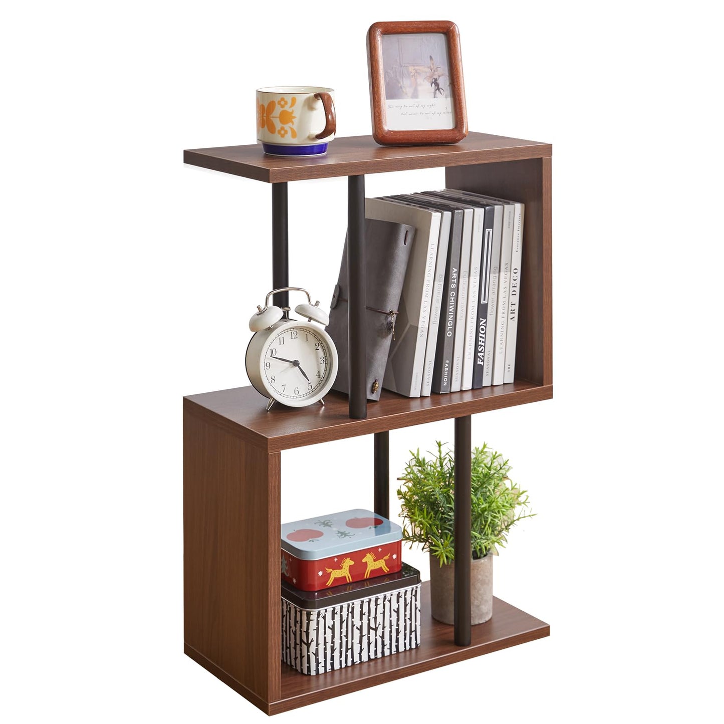 Aibiju S-Shaped Side Table, 3-Tier End Table with Open Storage Shelves, Non-Slip Feet, Modern Style Nightstand