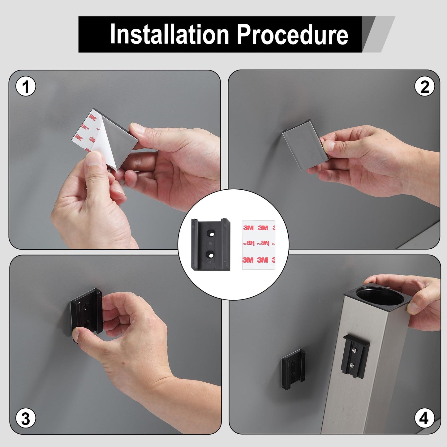 BVL Wall Mounted Matte White Toilet Brush, No Drilling Metal Toilet Brush Holder Includes 2 Brush Heads, Silicone Head Square Holder