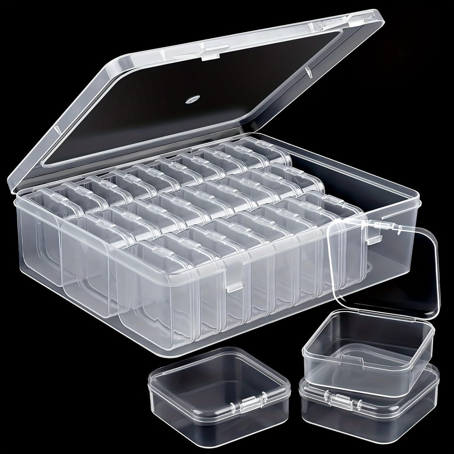 Pixaro Small Plastic Craft Storage Boxes, 30Pcs Bead Organiser Storage Box, Diamond Art Organiser Box, Clay Beads Craft Storages Boxes for Beads